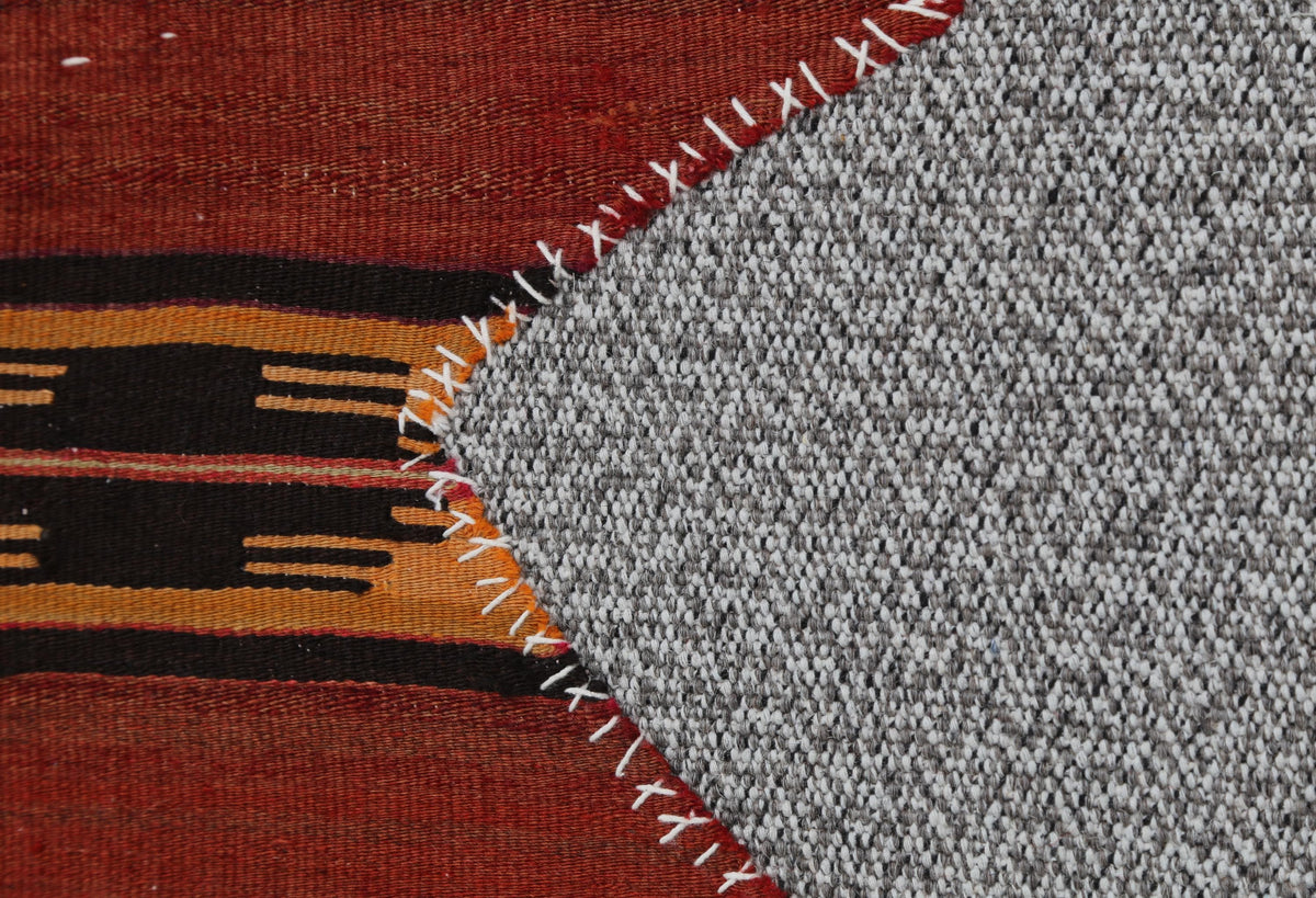 3x4 Handmade Wool Tapestry Rug, Red Tribal Textile Wall Hanging, Rustic Fiber Art Decor