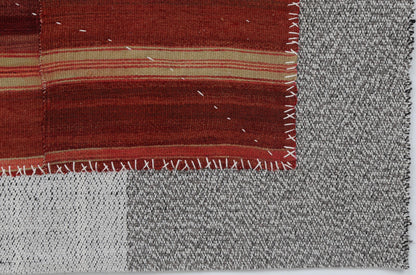 3x4 Handmade Wool Tapestry Rug, Red Tribal Textile Wall Hanging, Rustic Fiber Art Decor