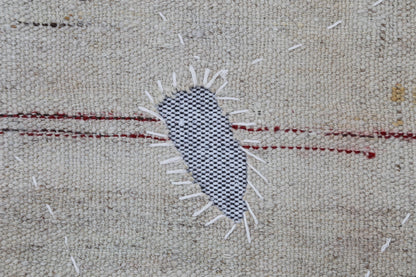 3x4 Beige Wool Tapestry Rug, Minimalist Abstract Textile Wall Hanging, Modern Fiber Art Decor