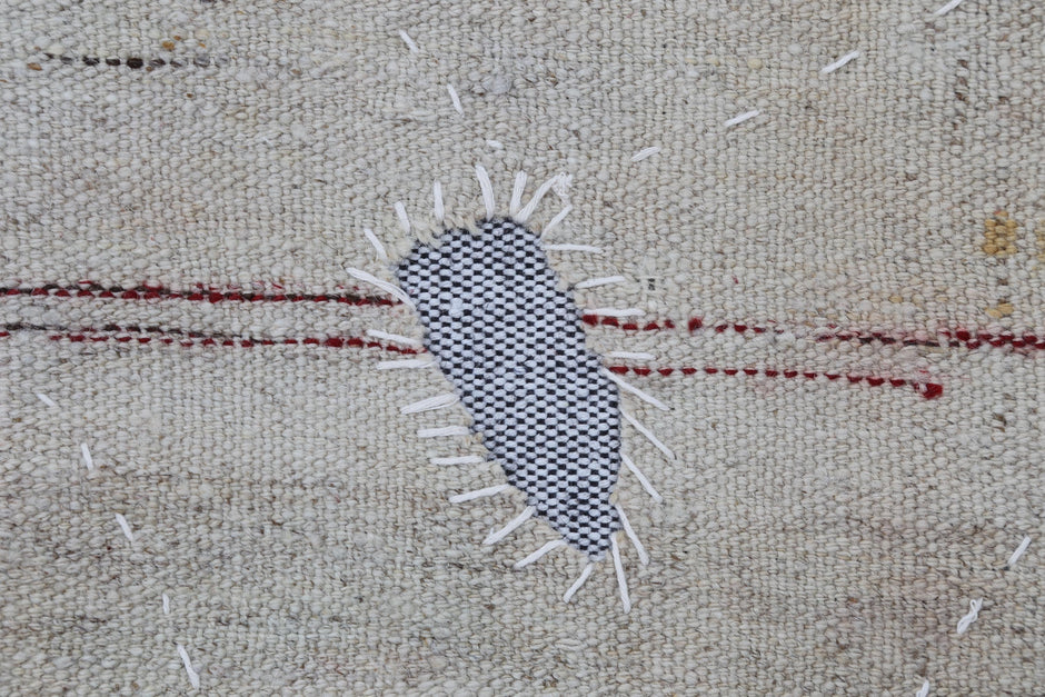 3x4 Beige Wool Tapestry Rug, Minimalist Abstract Textile Wall Hanging, Modern Fiber Art Decor