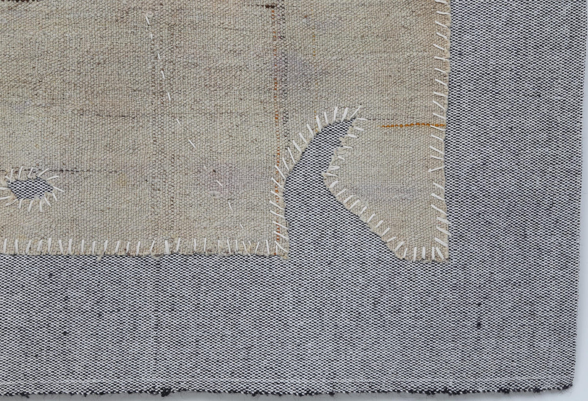 3x4 Beige Wool Tapestry Rug, Minimalist Abstract Textile Wall Hanging, Modern Fiber Art Decor