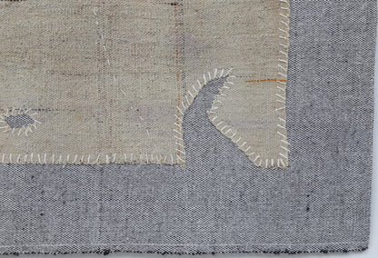 3x4 Beige Wool Tapestry Rug, Minimalist Abstract Textile Wall Hanging, Modern Fiber Art Decor