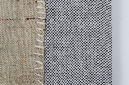 3x4 Beige Wool Tapestry Rug, Minimalist Abstract Textile Wall Hanging, Modern Fiber Art Decor