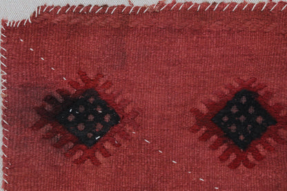 3x4 Red Wool Tapestry Rug, Geometric Textile Wall Hanging, Handmade Fiber Art Decor