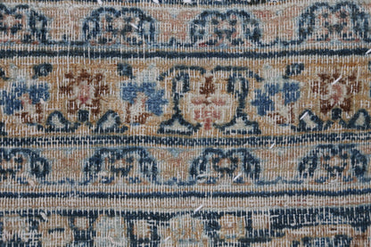 3x4 Vintage Turkish Tapestry Rug, Beige Blue Traditional Wool Textile, Antique Style Woven Wall Art