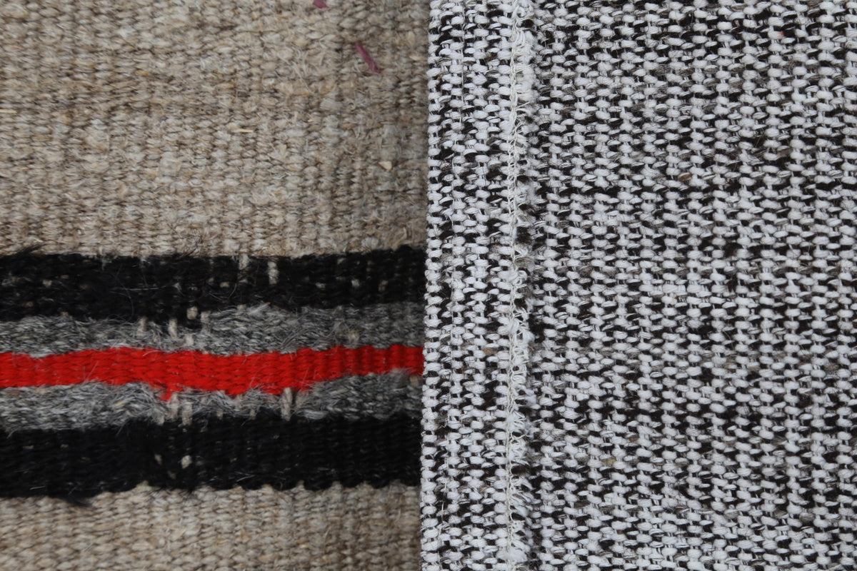 3x4 Wool Tapestry Rug, Neutral Striped Textile Wall Hanging, Handmade Rustic Fiber Art