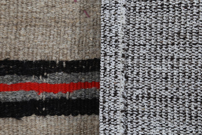 3x4 Wool Tapestry Rug, Neutral Striped Textile Wall Hanging, Handmade Rustic Fiber Art