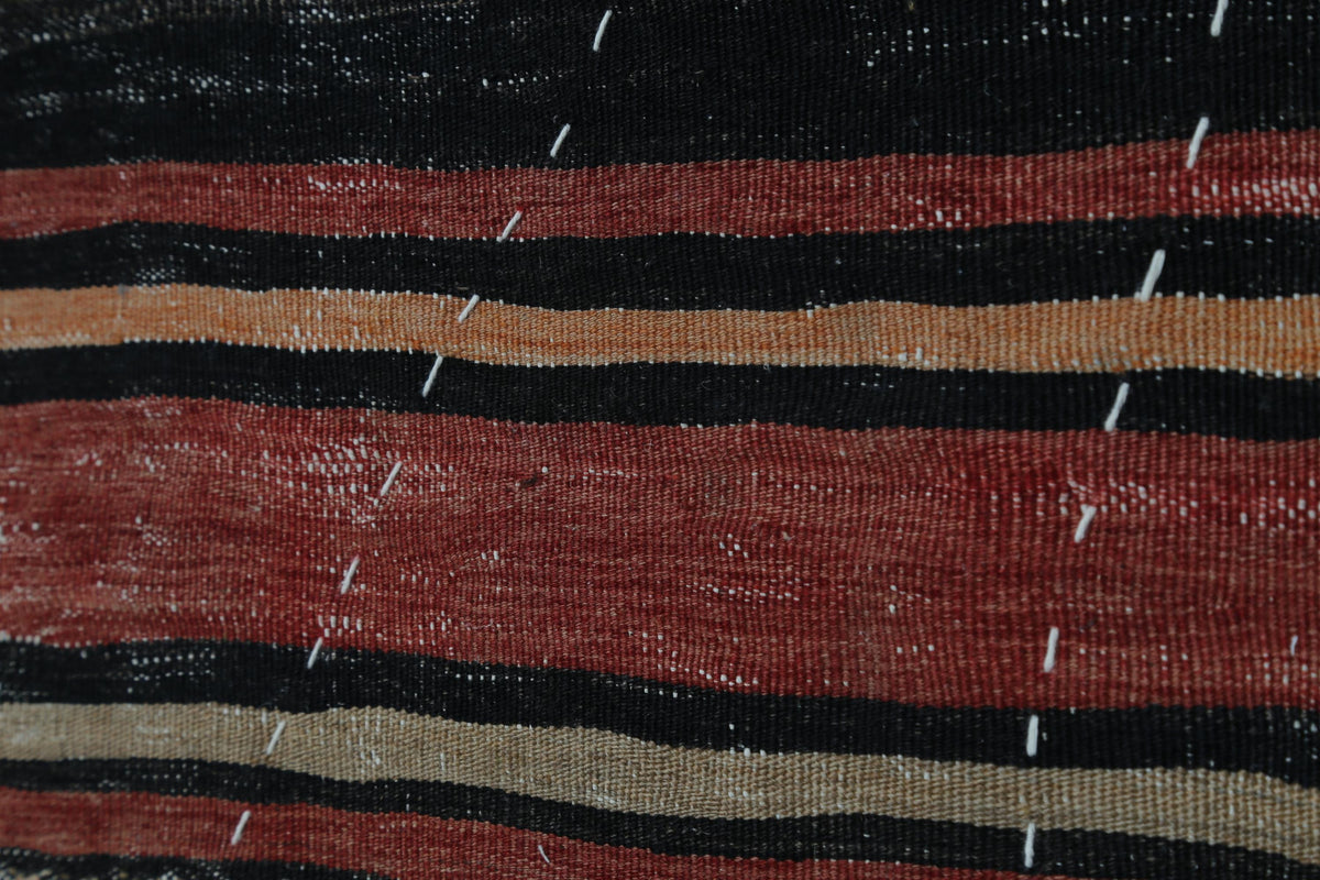 3x4 Wool Tapestry Rug, Red Black Striped Textile Wall Hanging, Rustic Woven Fiber Art Decor