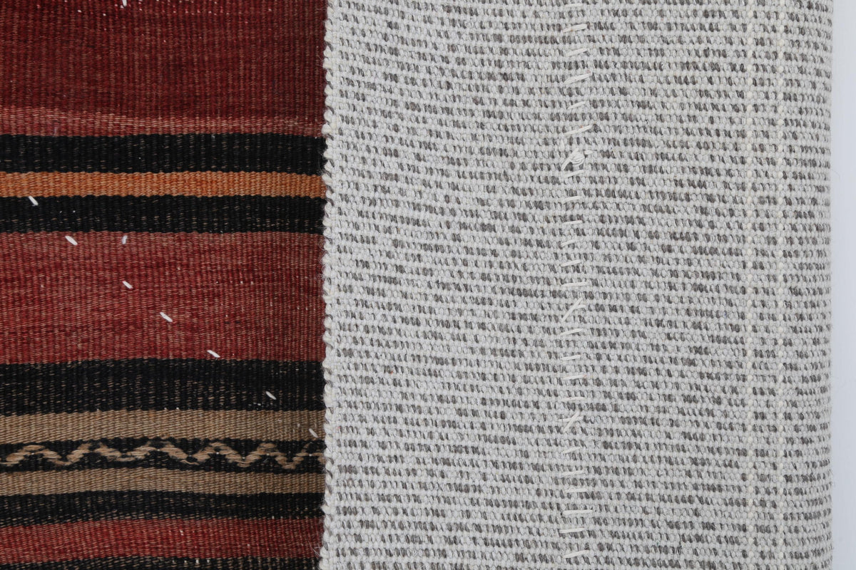 3x4 Wool Tapestry Rug, Red Black Striped Textile Wall Hanging, Rustic Woven Fiber Art