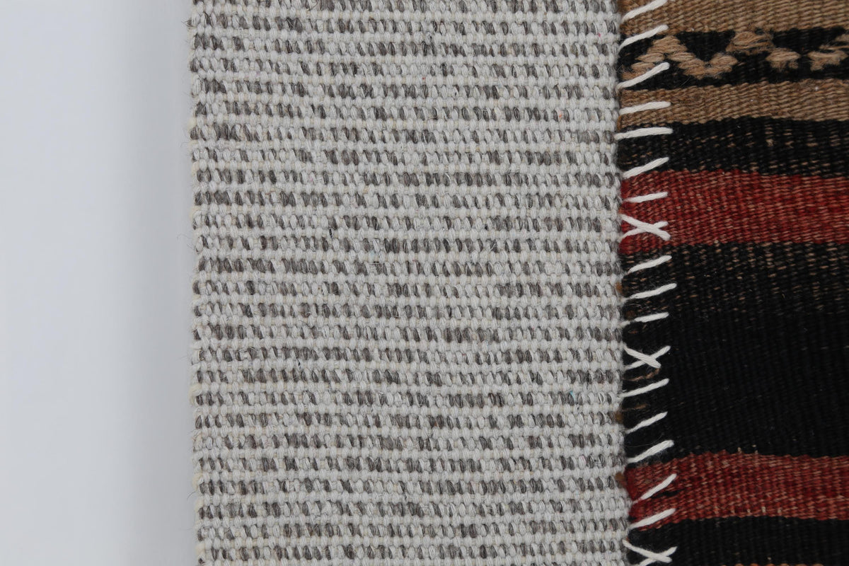 3x4 Wool Tapestry Rug, Red Black Striped Textile Wall Hanging, Rustic Woven Fiber Art
