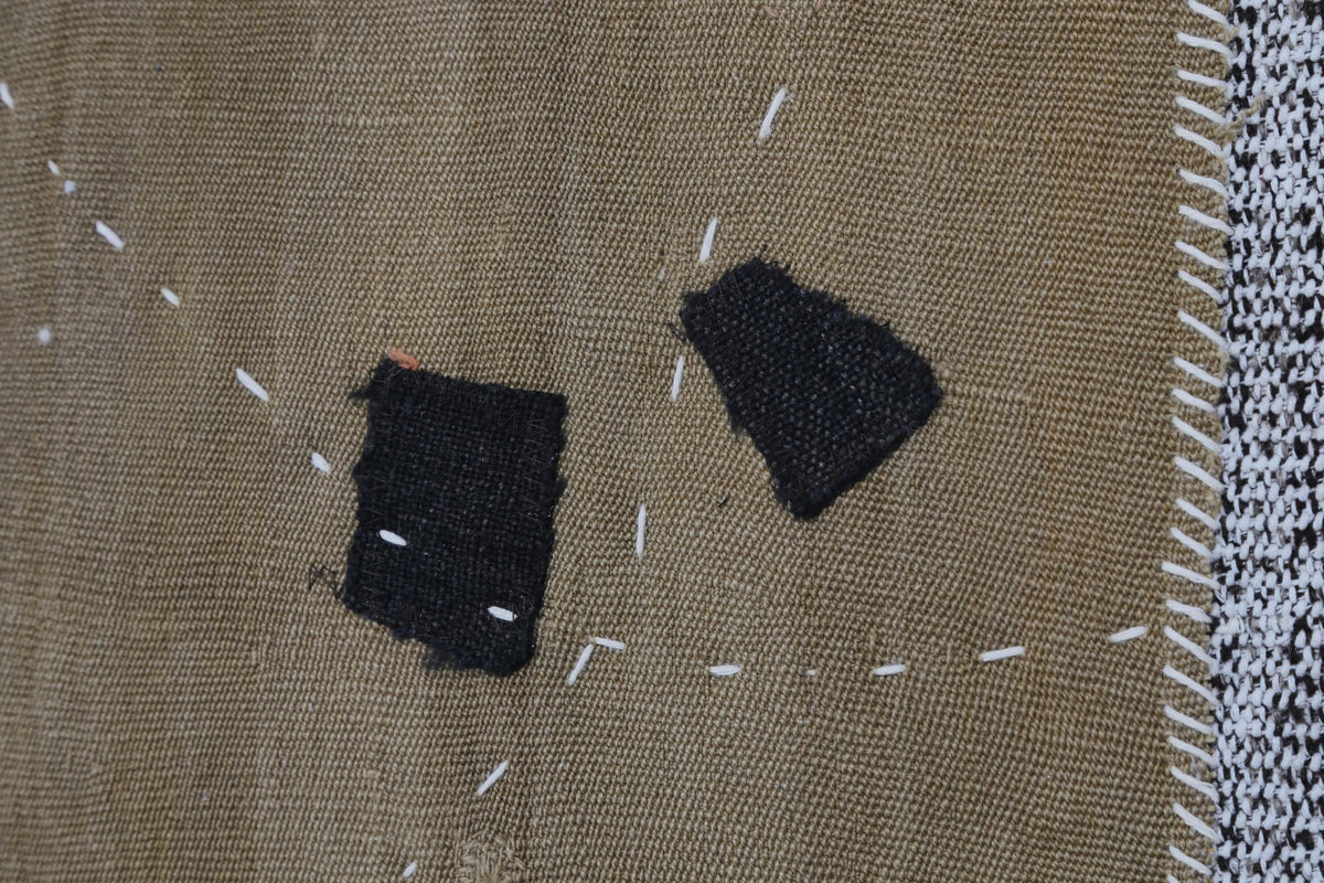 3x4 Wool Tapestry Rug, Brown Abstract Textile Wall Hanging, Minimalist Fiber Art Decor