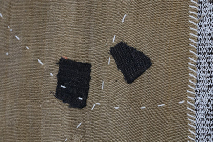 3x4 Wool Tapestry Rug, Brown Abstract Textile Wall Hanging, Minimalist Fiber Art Decor