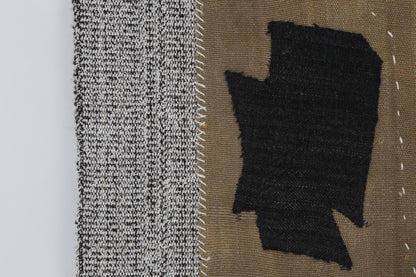 3x4 Wool Tapestry Rug, Brown Abstract Textile Wall Hanging, Minimalist Fiber Art Decor