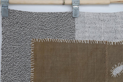 3x4 Wool Tapestry Rug, Brown Minimalist Textile Wall Hanging, Abstract Fiber Art Decor