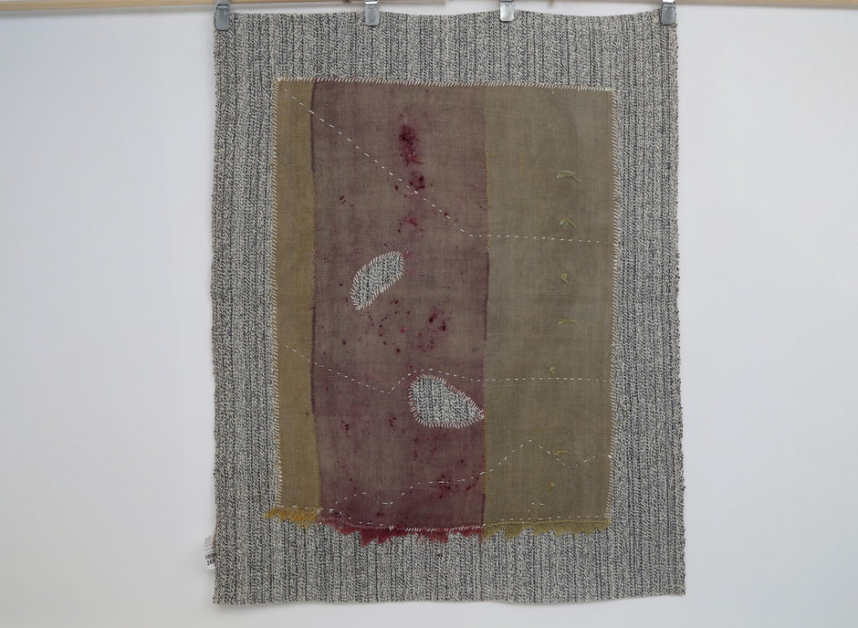 3x4 Wool Tapestry Rug, Brown Mauve Abstract Textile Wall Hanging, Minimalist Fiber Art Decor