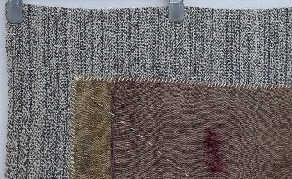 3x4 Wool Tapestry Rug, Brown Mauve Abstract Textile Wall Hanging, Minimalist Fiber Art Decor
