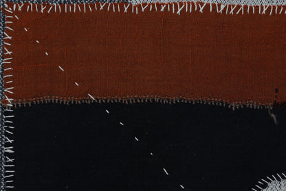 3x4 Wool Tapestry Rug, Black Rust Brown Abstract Textile Wall Hanging, Modern Fiber Art Decor