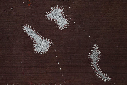 3x4 Wool Tapestry Rug, Black Rust Brown Abstract Textile Wall Hanging, Modern Fiber Art Decor