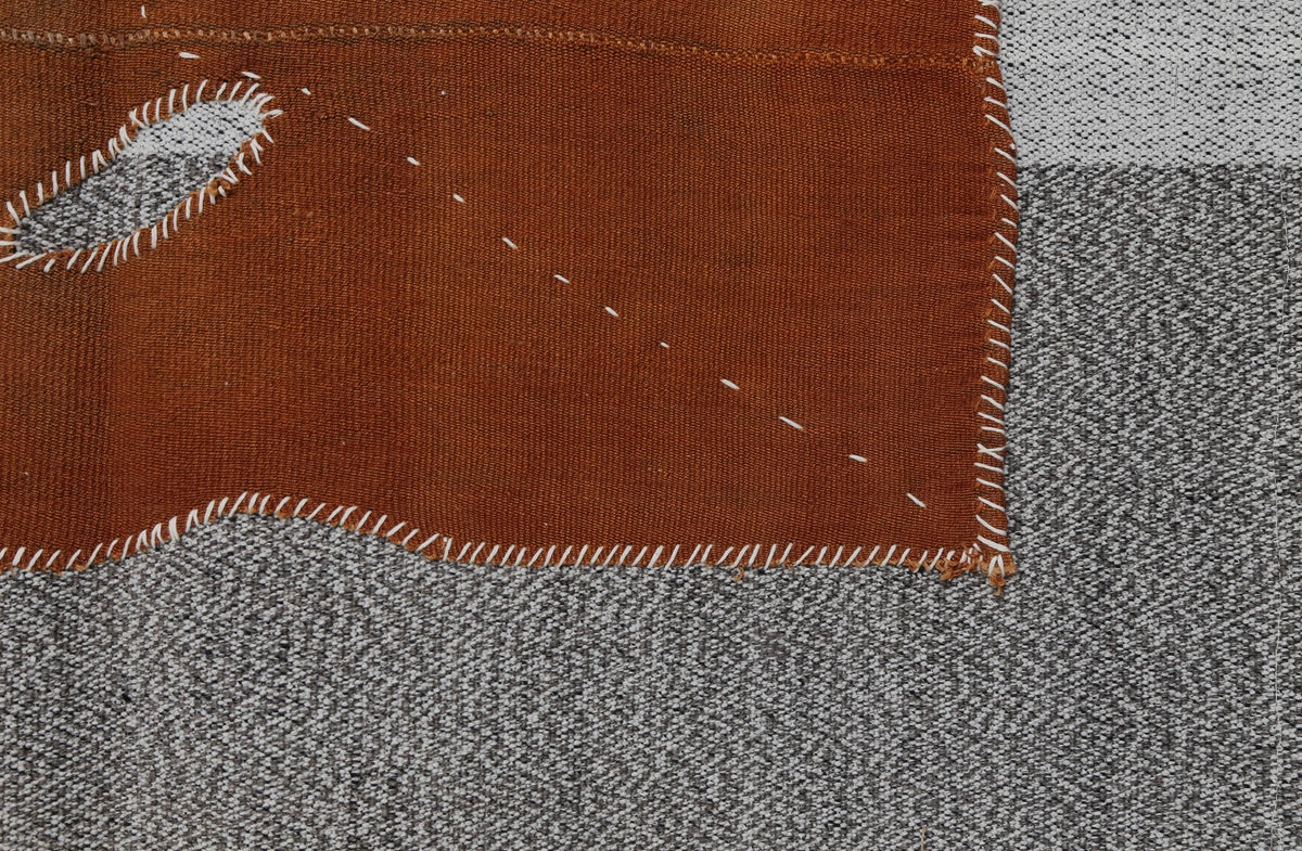 3x4 Wool Tapestry Rug, Rust Brown Minimalist Textile Wall Hanging, Abstract Fiber Art Decor