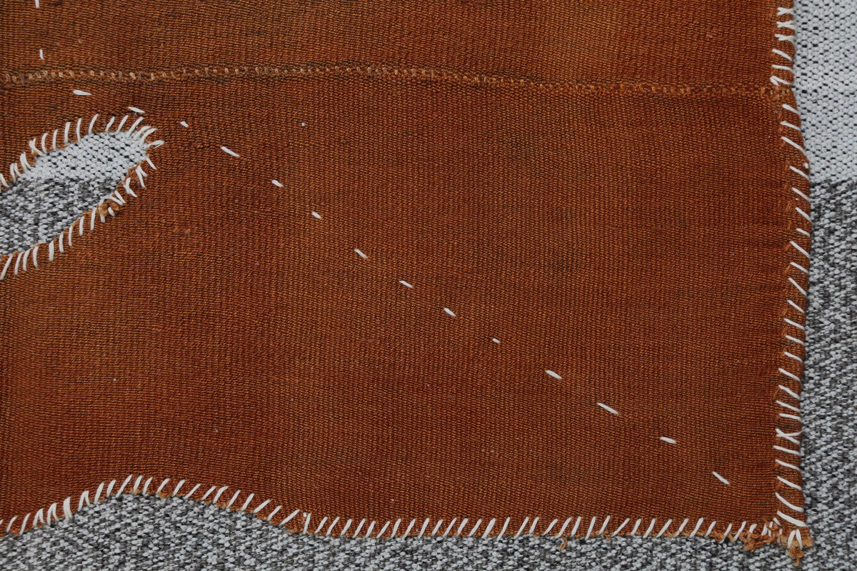 3x4 Wool Tapestry Rug, Rust Brown Minimalist Textile Wall Hanging, Abstract Fiber Art Decor