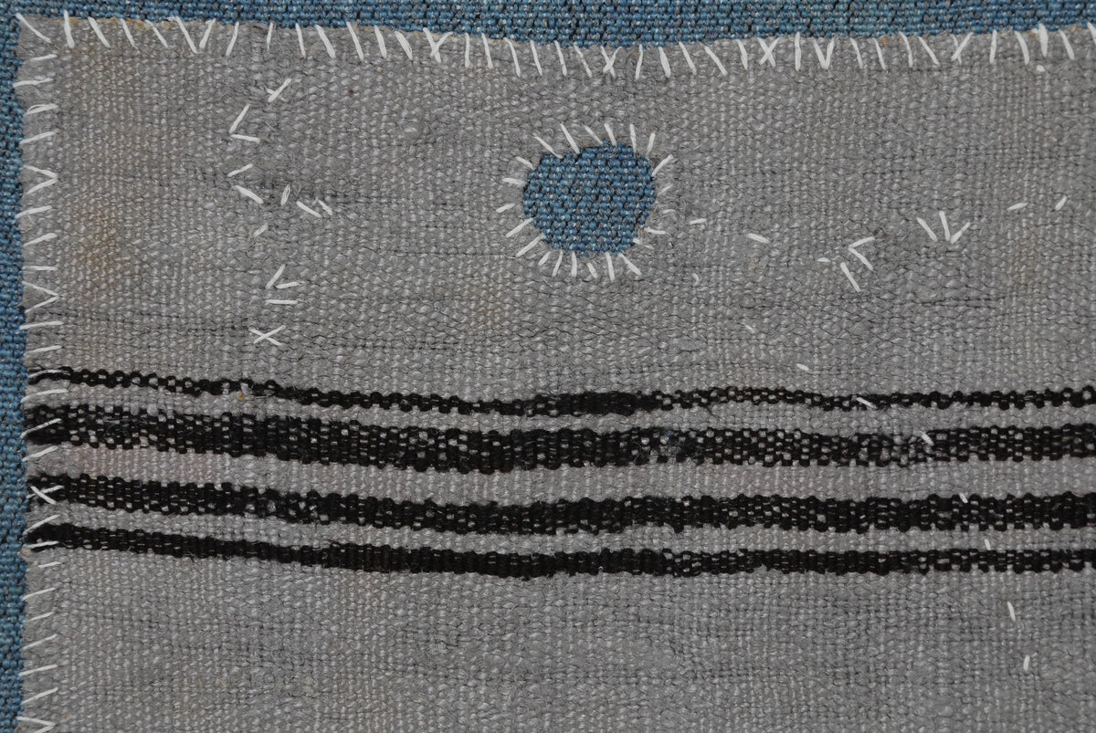 3x4 Vintage Tapestry Rug, Hemp Wool Striped Turkish Textile, Neutral Woven Wall Art