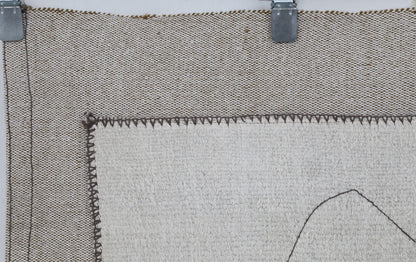 3x4 Vintage Tapestry Rug, Hemp Wool Patchwork Textile, Earth Tone Turkish Woven Wall Art