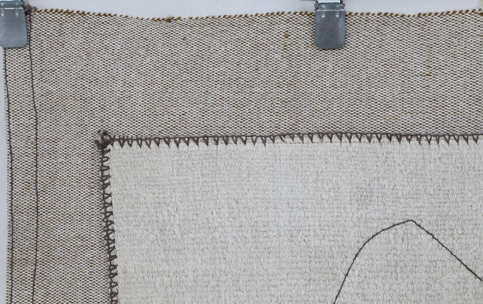 3x4 Vintage Tapestry Rug, Hemp Wool Patchwork Textile, Earth Tone Turkish Woven Wall Art