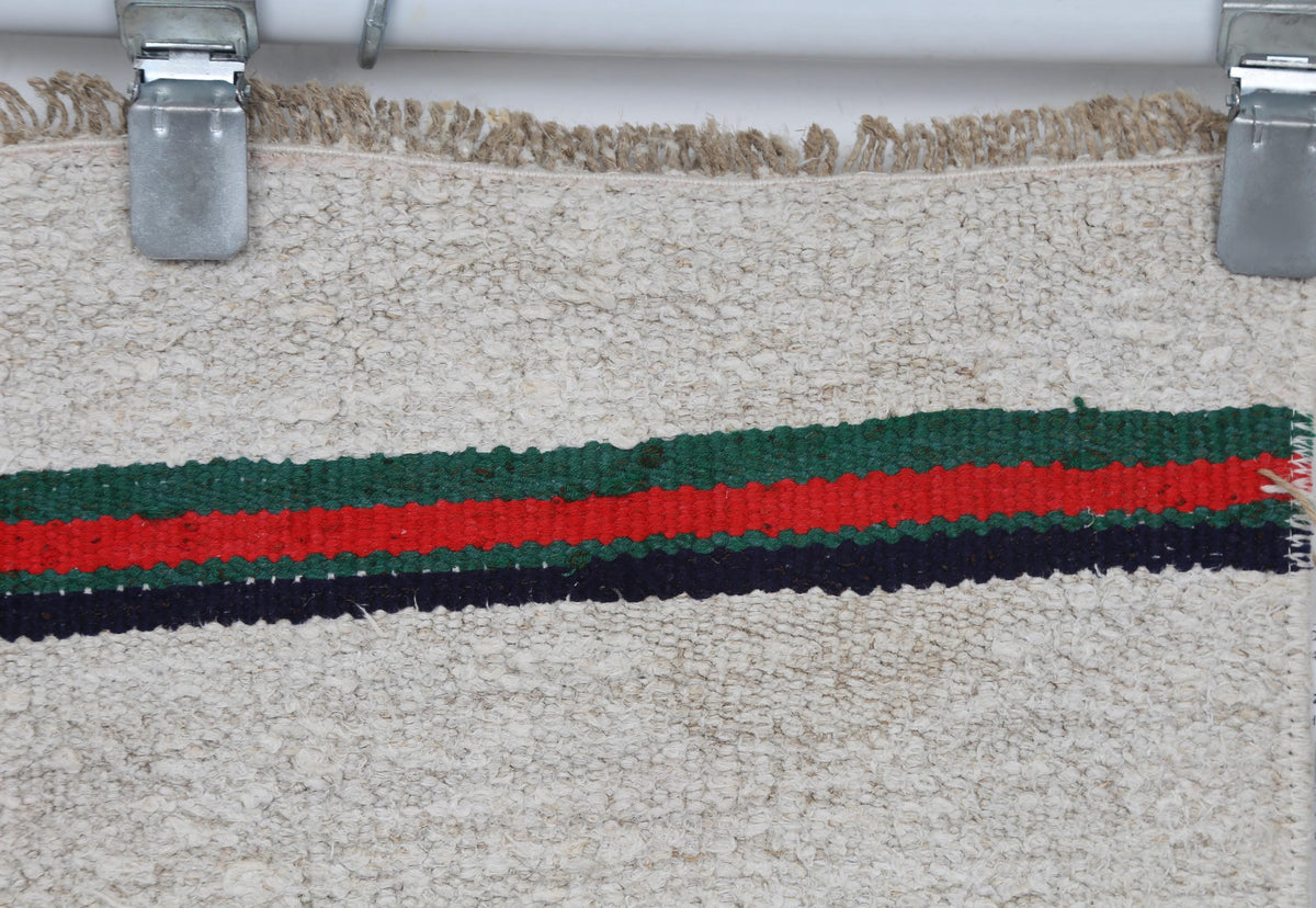 2x8 Vintage Hemp Runner Rug, Ivory Turkish Hallway Rug, Striped Narrow Entryway Rug