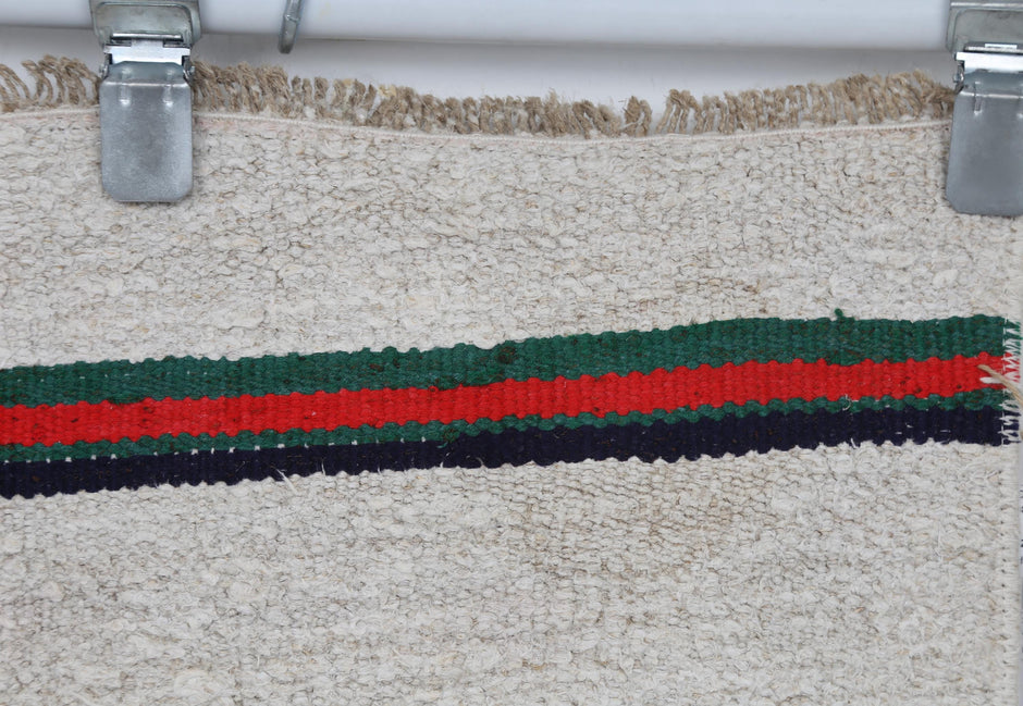 2x8 Vintage Hemp Runner Rug, Ivory Turkish Hallway Rug, Striped Narrow Entryway Rug