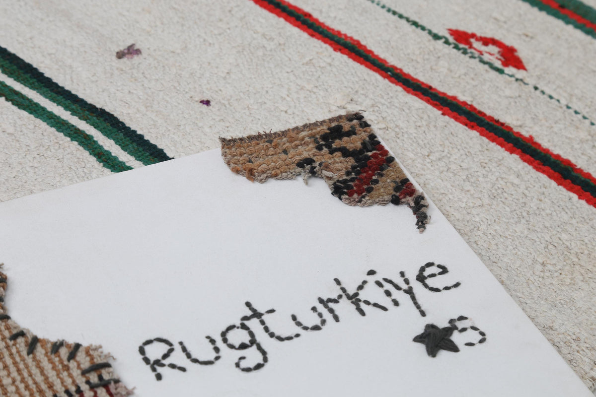 2x8 Vintage Hemp Runner Rug, Ivory Turkish Hallway Rug, Striped Narrow Entryway Rug