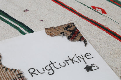 2x8 Vintage Hemp Runner Rug, Ivory Turkish Hallway Rug, Striped Narrow Entryway Rug
