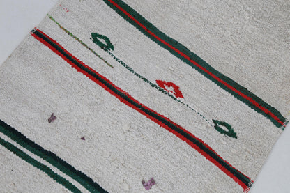 2x8 Vintage Hemp Runner Rug, Ivory Turkish Hallway Rug, Striped Narrow Entryway Rug