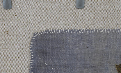 3x4 Vintage Turkish Tapestry Rug, Gray Abstract Hemp Wool Textile, Minimalist Woven Wall Art