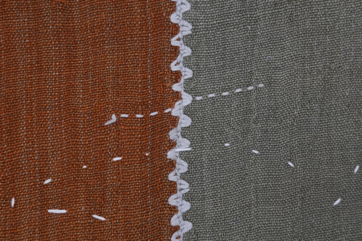 3x4 Vintage Turkish Tapestry Rug, Abstract Patchwork Textile Wall Art, Cotton Wool Woven Wall Hanging