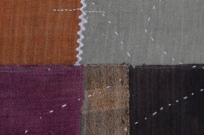3x4 Vintage Turkish Tapestry Rug, Abstract Patchwork Textile Wall Art, Cotton Wool Woven Wall Hanging