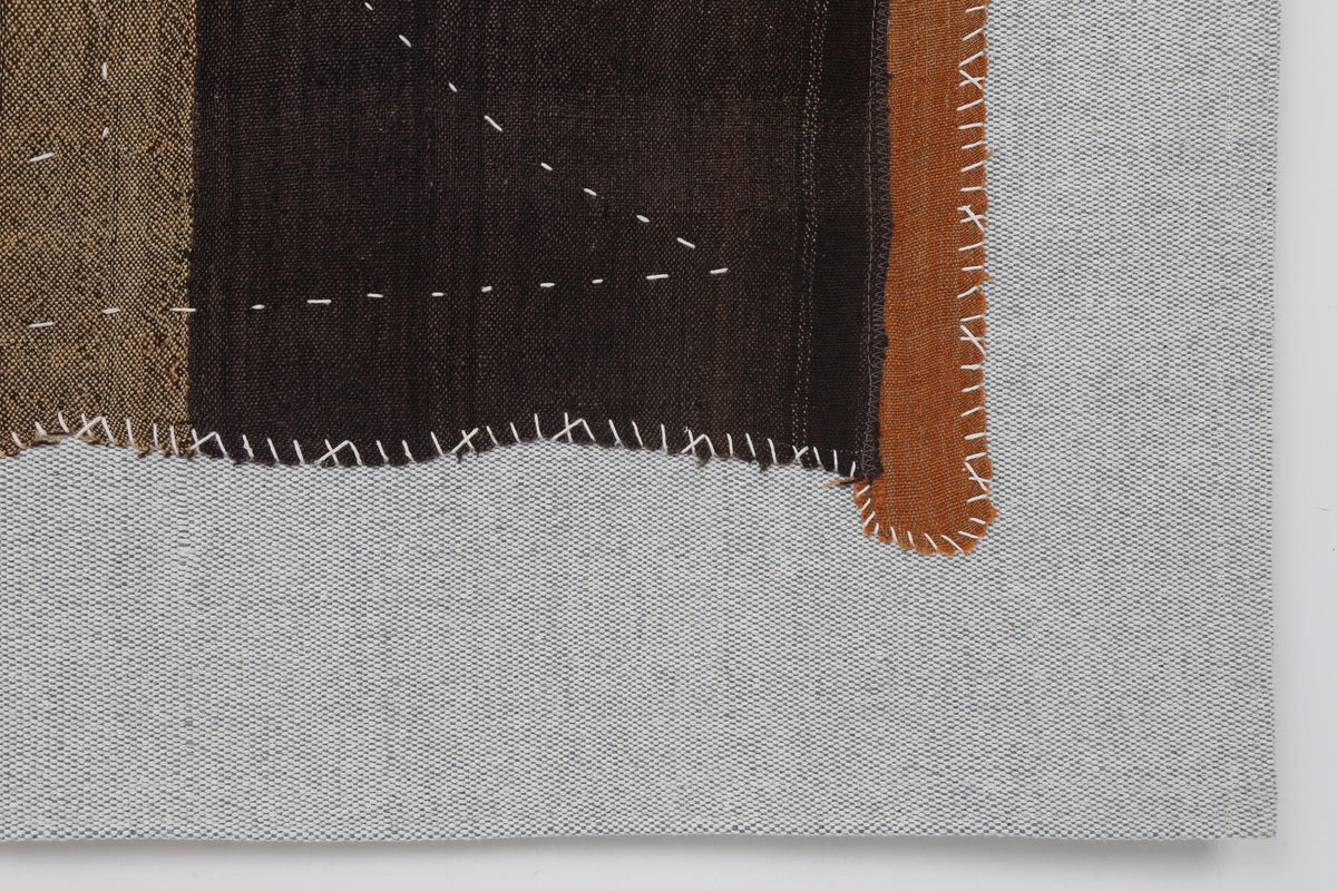 3x4 Vintage Turkish Tapestry Rug, Abstract Patchwork Textile Wall Art, Cotton Wool Woven Wall Hanging