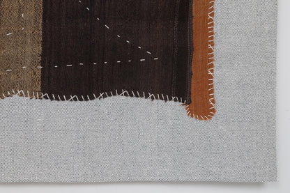 3x4 Vintage Turkish Tapestry Rug, Abstract Patchwork Textile Wall Art, Cotton Wool Woven Wall Hanging