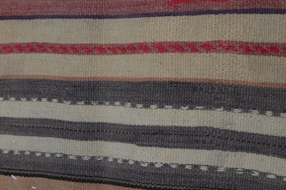 3x4 Vintage Turkish Wool Tapestry Rug,Kilim Wall Art, Geometric Woven Textile Wall Hanging