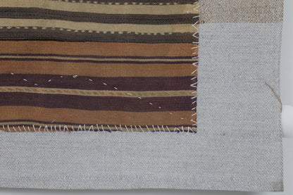3x4 Vintage Turkish Wool Tapestry Rug,Kilim Wall Art, Geometric Woven Textile Wall Hanging