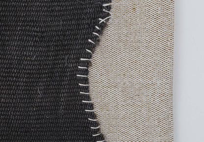 3x4 Vintage Turkish Tapestry Rug, Black Brown Hemp Wool Patchwork, Woven Textile Wall Art