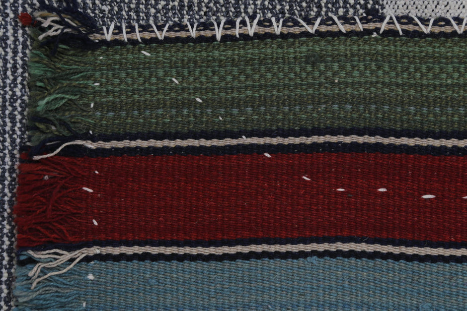 2x4 Vintage Turkish Wool Kilim Wall Art, Handwoven Striped Textile Hanging