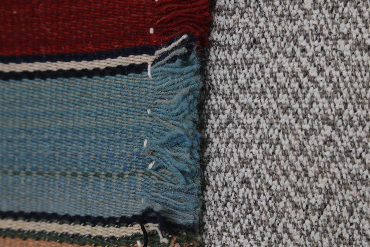 2x4 Vintage Turkish Wool Kilim Wall Art, Handwoven Striped Textile Hanging