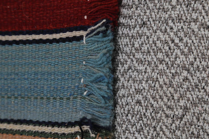 2x4 Vintage Turkish Wool Kilim Wall Art, Handwoven Striped Textile Hanging