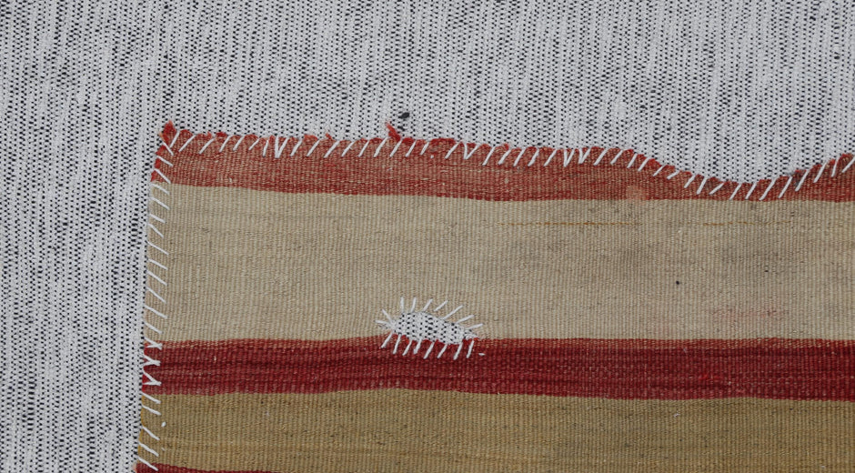 3x4 Vintage Turkish Tapestry Rug, Striped Wool Textile Wall Art, Rustic Woven Wall Hanging