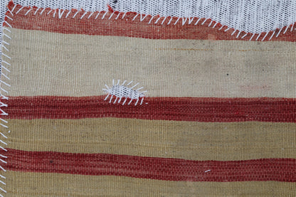 3x4 Vintage Turkish Tapestry Rug, Striped Wool Textile Wall Art, Rustic Woven Wall Hanging