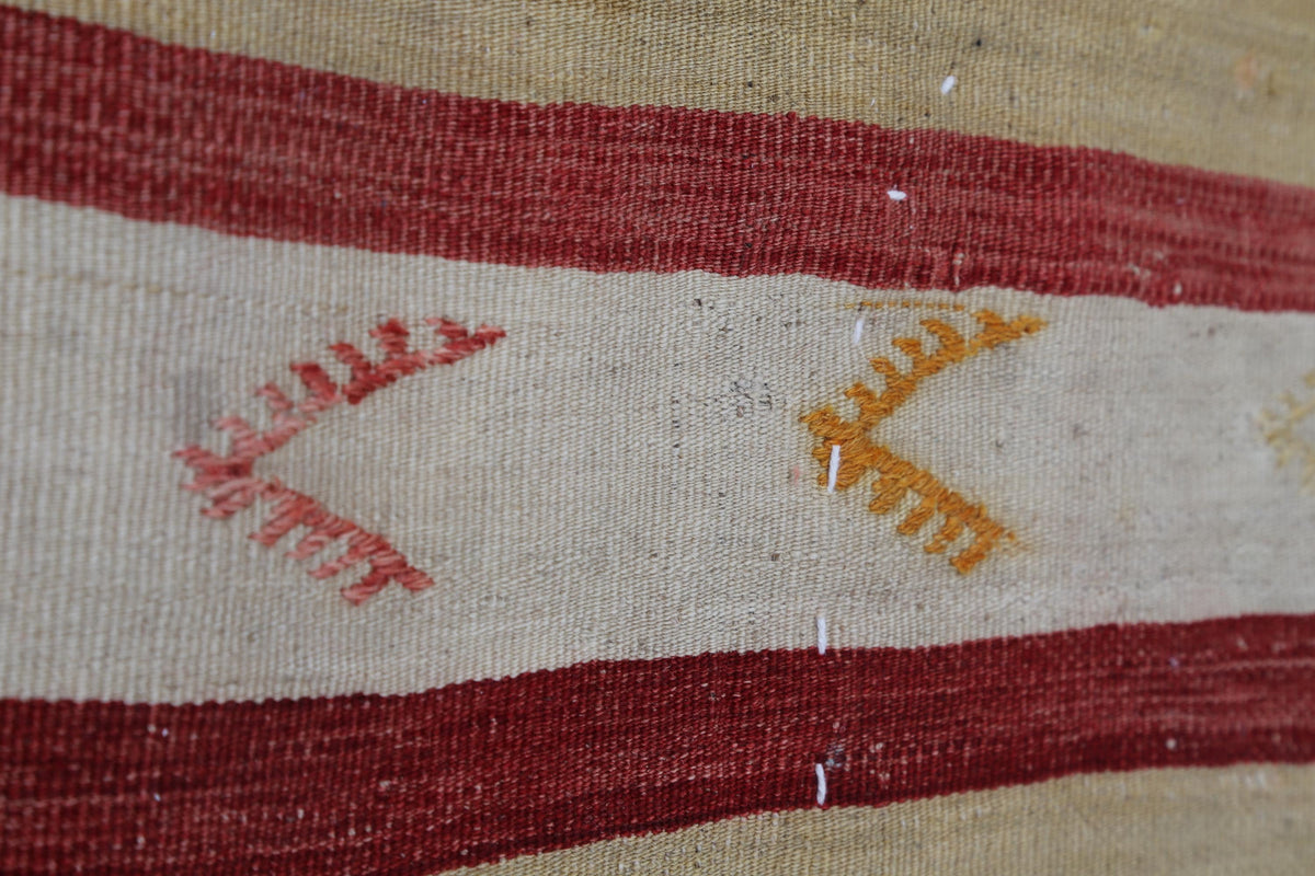 3x4 Vintage Turkish Tapestry Rug, Striped Wool Textile Wall Art, Rustic Woven Wall Hanging
