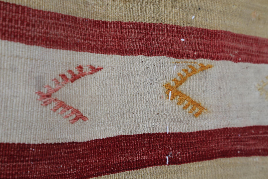 3x4 Vintage Turkish Tapestry Rug, Striped Wool Textile Wall Art, Rustic Woven Wall Hanging