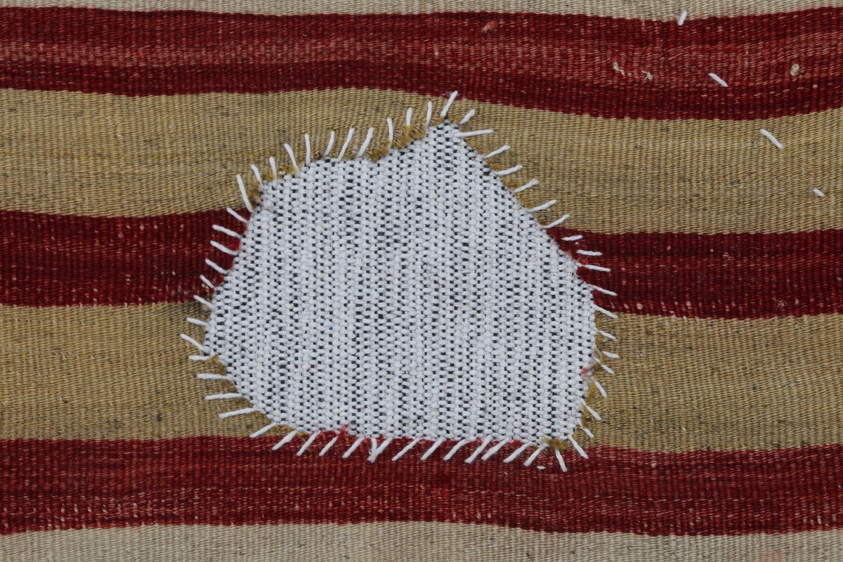 3x4 Vintage Turkish Tapestry Rug, Striped Wool Textile Wall Art, Rustic Woven Wall Hanging