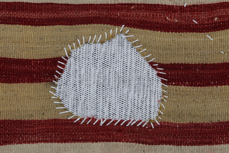 3x4 Vintage Turkish Tapestry Rug, Striped Wool Textile Wall Art, Rustic Woven Wall Hanging