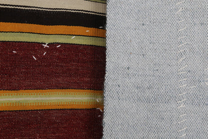 3x4 Vintage Turkish Tapestry Rug, Striped Wool Textile Wall Art, Rustic Woven Wall Hanging